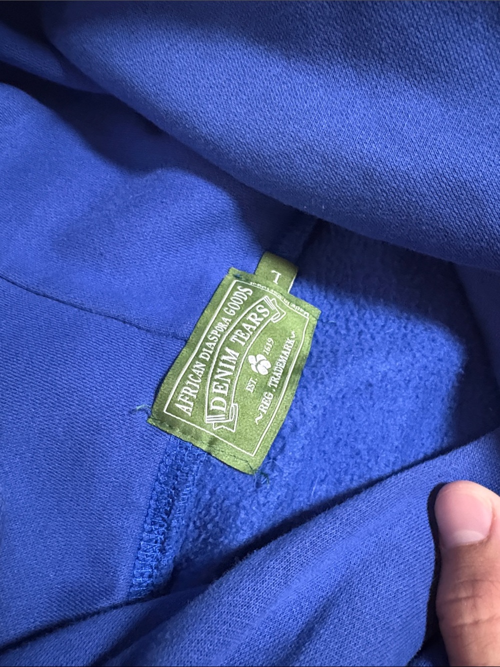 Dark Blue Denim Tears Hoodie - Picture 2 of 6